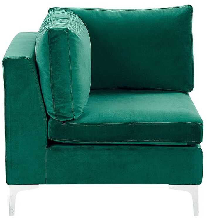 Beliani 4 vietų modulinė sofa EVJA, dešininė, žalia veliūrinė, su otomane