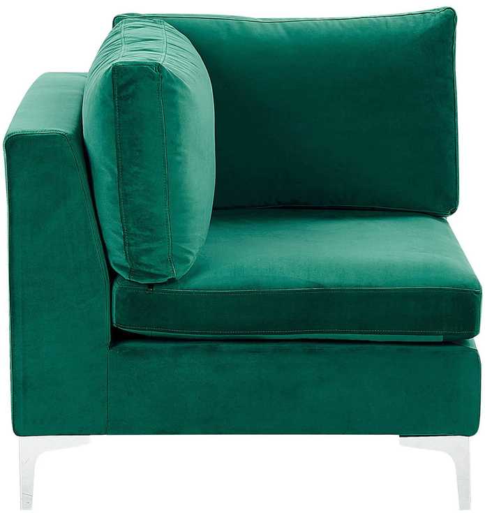 Beliani 4 vietų modulinė sofa EVJA, dešininė, žalia veliūrinė, su otomane