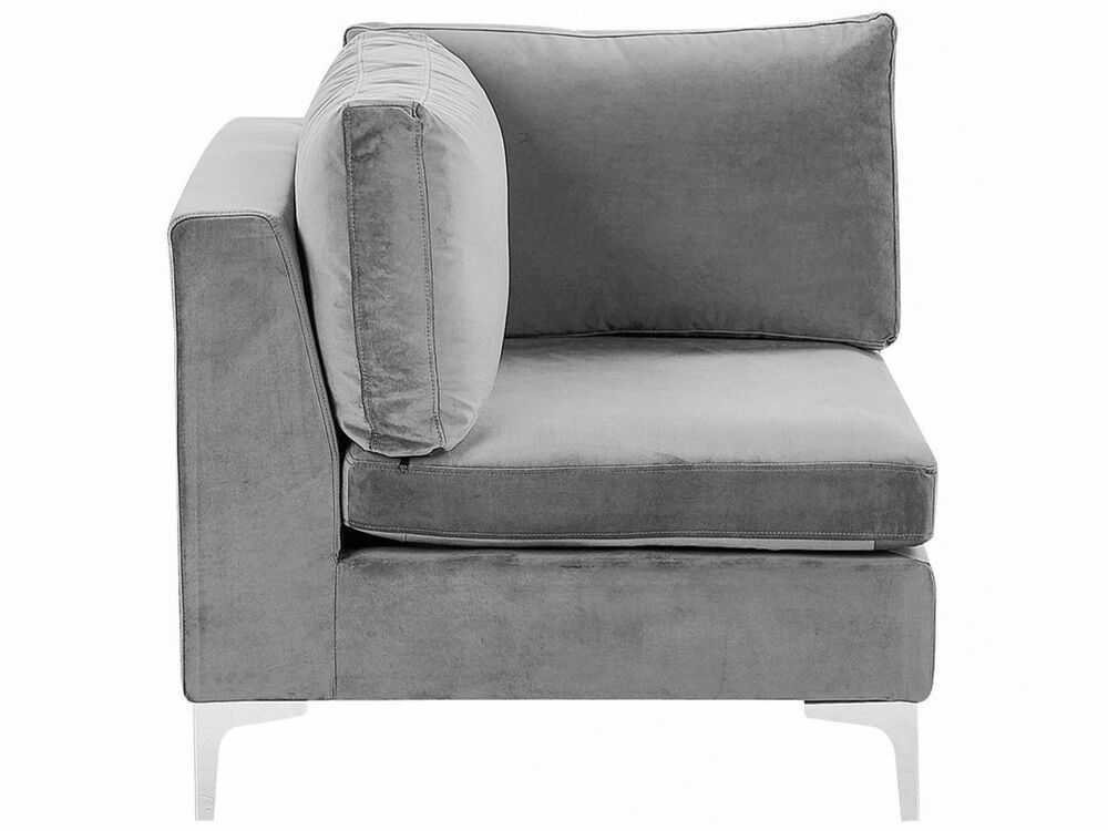 Beliani 4 vietų modulinė sofa EVJA, dešininė, pilka, veliūrinė, su otomane