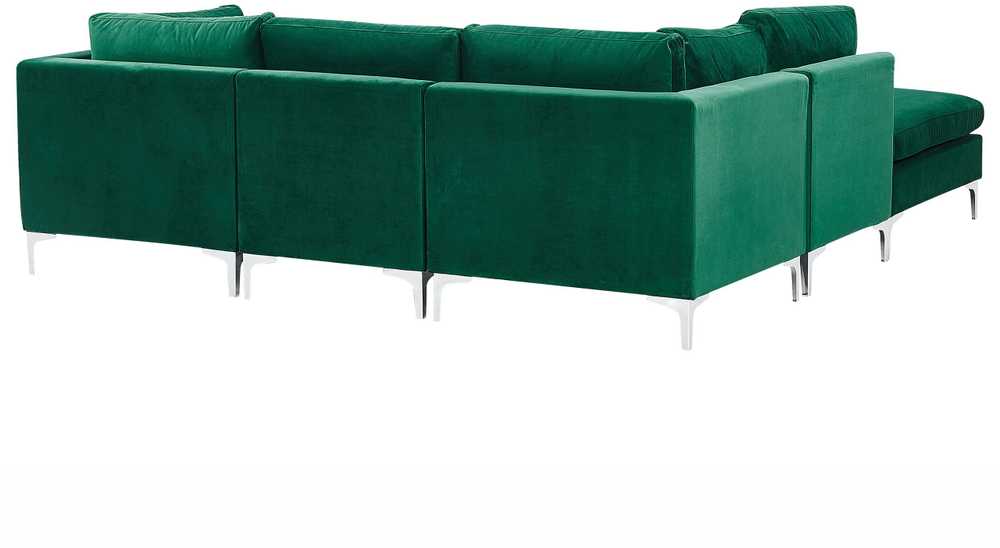 Beliani 4 vietų modulinė sofa EVJA, dešininė, žalia veliūrinė, su otomane