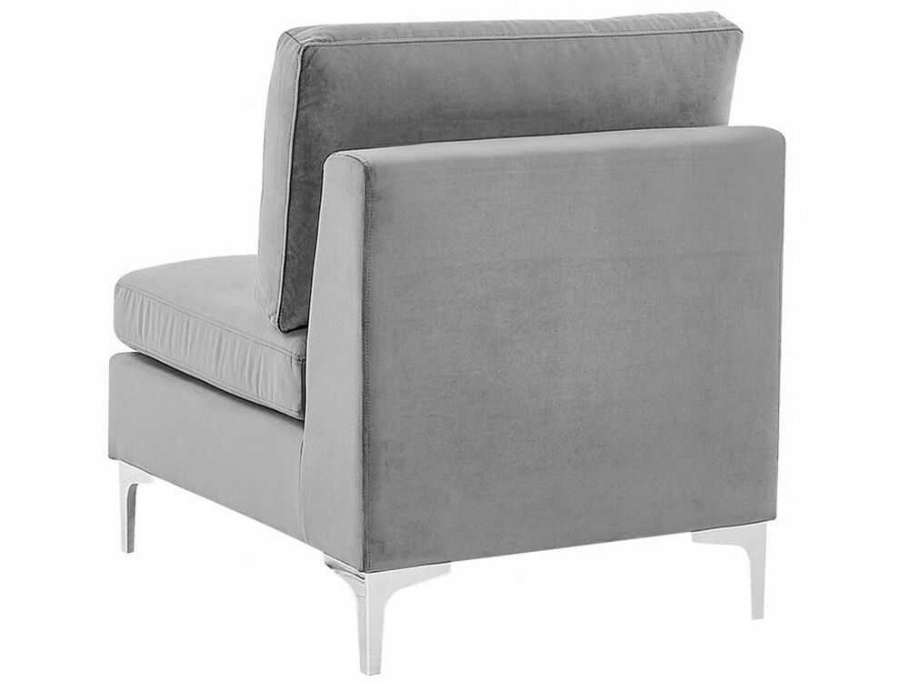Beliani 4 vietų modulinė sofa EVJA, dešininė, pilka, veliūrinė, su otomane