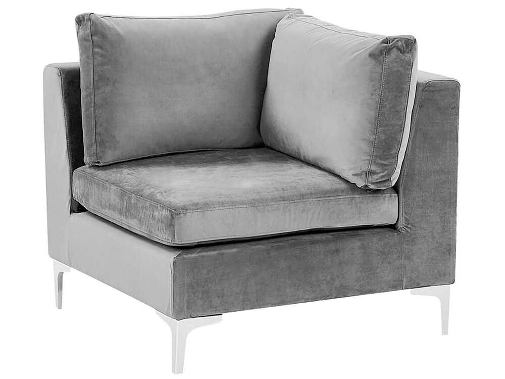 Beliani 4 vietų modulinė sofa EVJA dešininė pilka veliūrinė