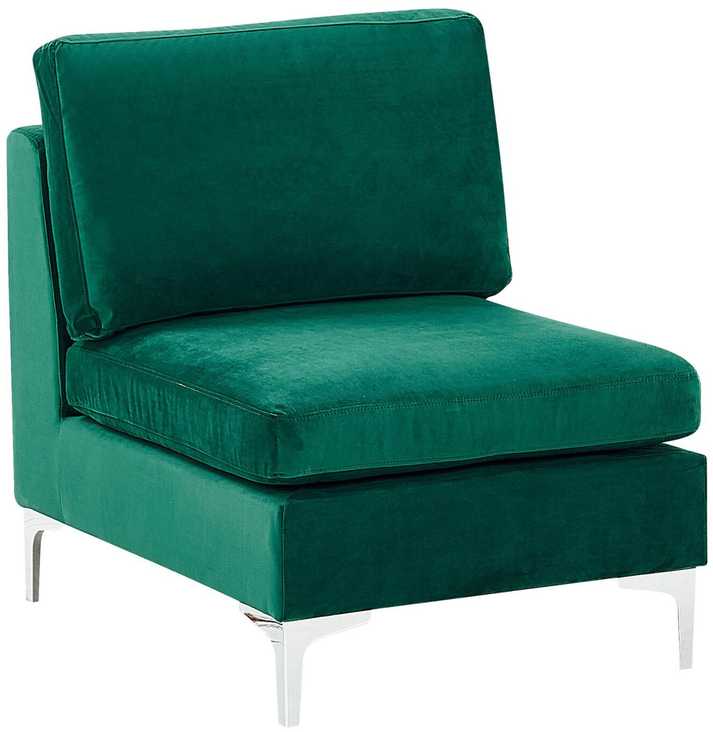 Beliani 4 vietų modulinė sofa EVJA, dešininė, žalia veliūrinė, su otomane