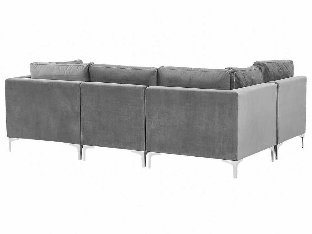 Beliani 4 vietų modulinė sofa EVJA dešininė pilka veliūrinė