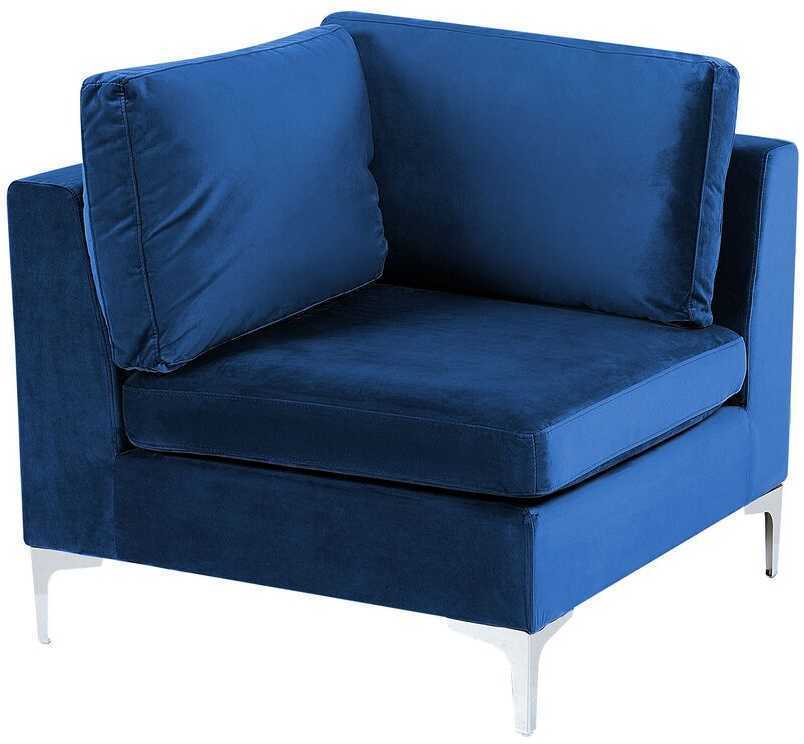 Beliani EVJA modulinė kampinė sofa 6 asmenims, tamsiai mėlyna veliūrinė, kairinė