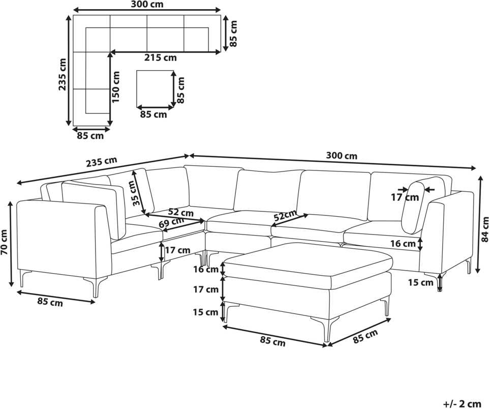 Beliani Modulinė kampinė sofa 6 vietų EVJA su otomana, tamsiai mėlynas veliūras, dešininė