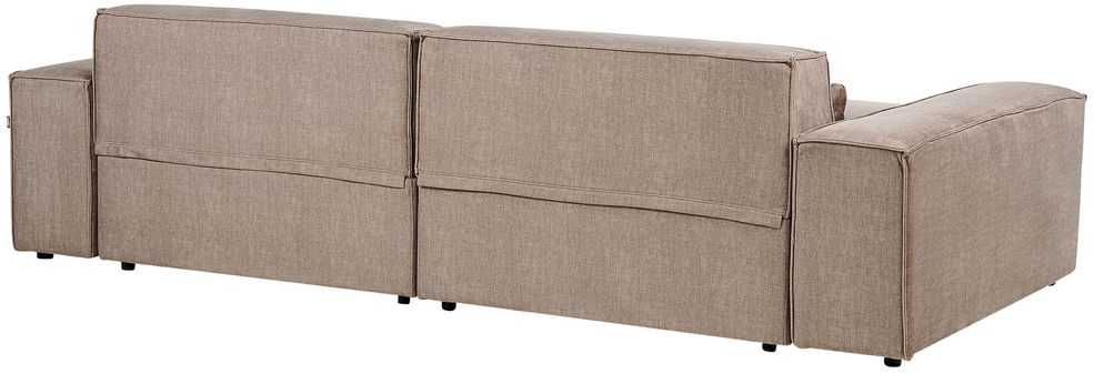 Beliani HELLNAR modulinė kampinė sofa 3 vietų su pufu, šviesiai ruda, kairinė