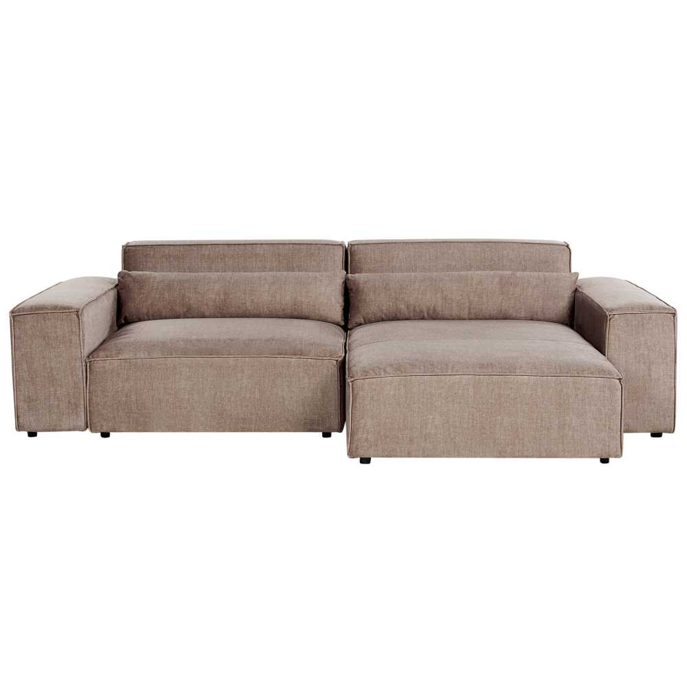 Beliani Trivietė modulinė kampinė sofa HELLNAR, šviesiai ruda, kairinė