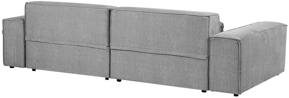 Beliani Modulinė 3 vietų kampinė sofa HELLNAR dešininė, pilka su otomane