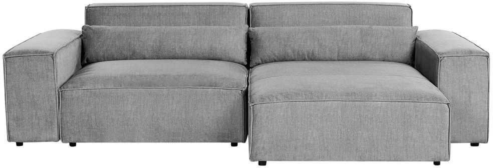 Beliani Trijų vietų modulinė sofa HELLNAR kairinė, pilka su otomane