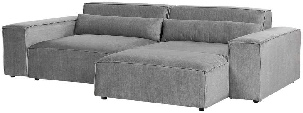 Beliani Trijų vietų modulinė sofa HELLNAR kairinė pilka