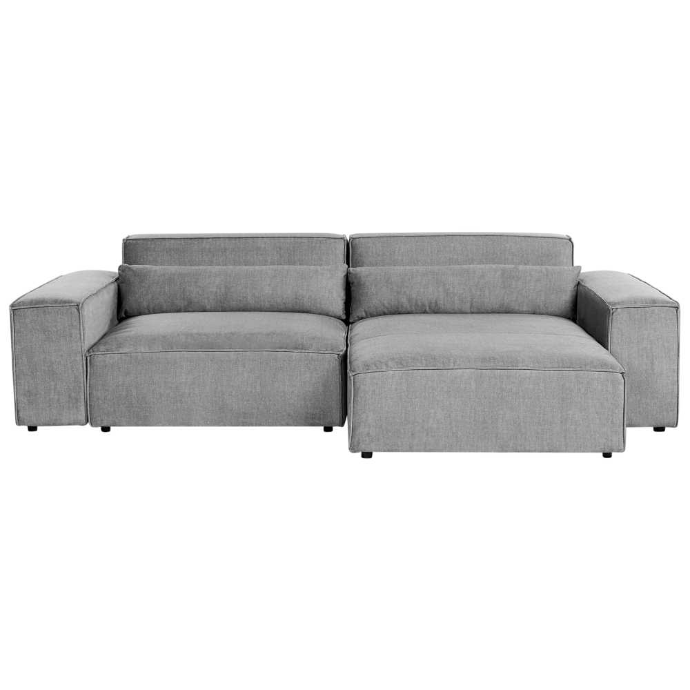 Beliani Trijų vietų modulinė sofa HELLNAR kairinė pilka