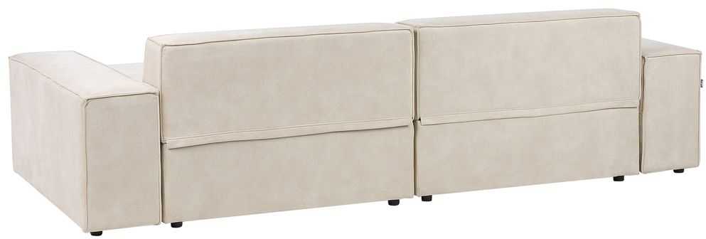 Beliani Modulinė 3 vietų kampinė sofa HELLNAR su otomana, veliūras, šviesiai smėlio spalvos, kairinė