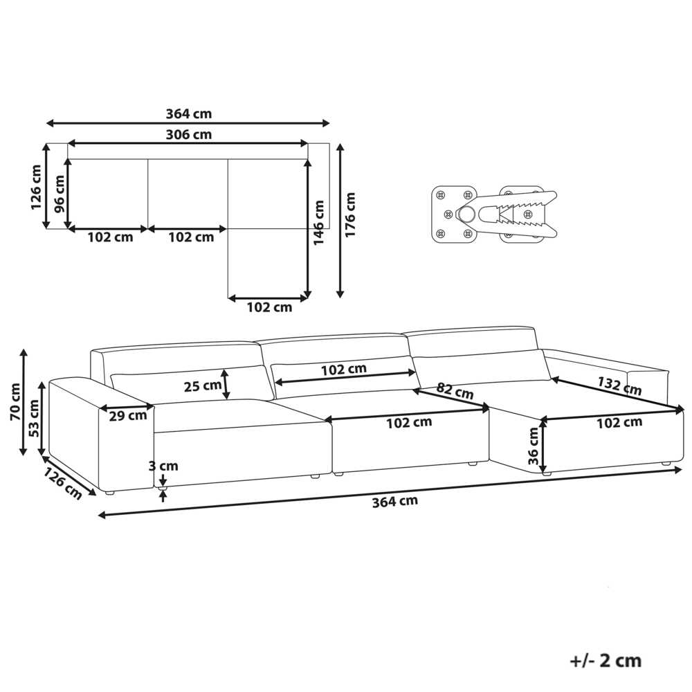 Beliani Modulinė kampinė sofa 4 asmenims HELLNAR, veliūras, šviesiai smėlio spalvos, kairinė