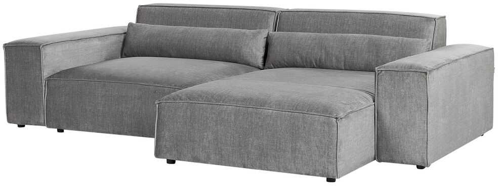 Beliani Trijų vietų modulinė sofa HELLNAR kairinė pilka