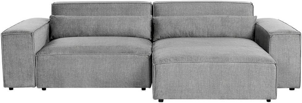Beliani Trijų vietų modulinė sofa HELLNAR kairinė pilka