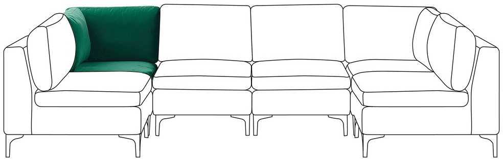 Sofa Beliani Kampinis modulis EVJA, žalias veliūras