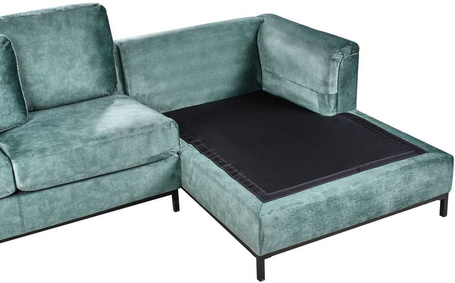 Beliani Kampinė sofa OSLO, 4 vietų, veliūrinė, lazūros mėlyna, kairinė