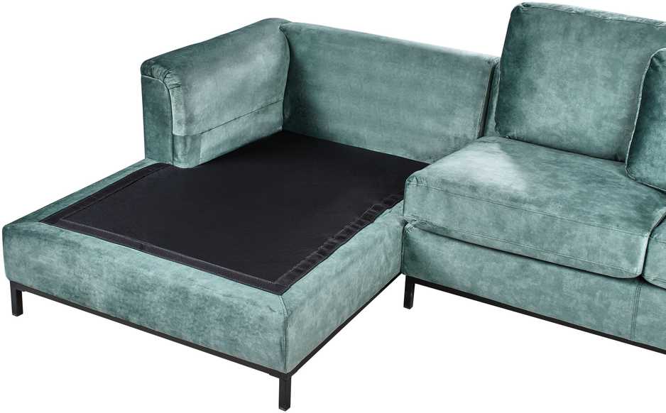 Beliani 4 vietų kampinė sofa OSLO, veliūrinė, žydra, dešininė