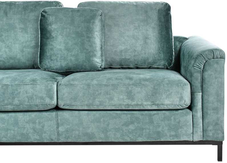Beliani 4 vietų kampinė sofa OSLO, veliūrinė, žydra, dešininė