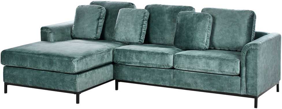 Beliani 4 vietų kampinė sofa OSLO, veliūrinė, žydra, dešininė