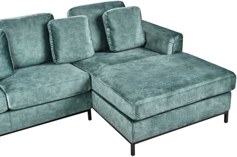 Beliani Kampinė sofa OSLO, 4 vietų, veliūrinė, lazūros mėlyna, kairinė