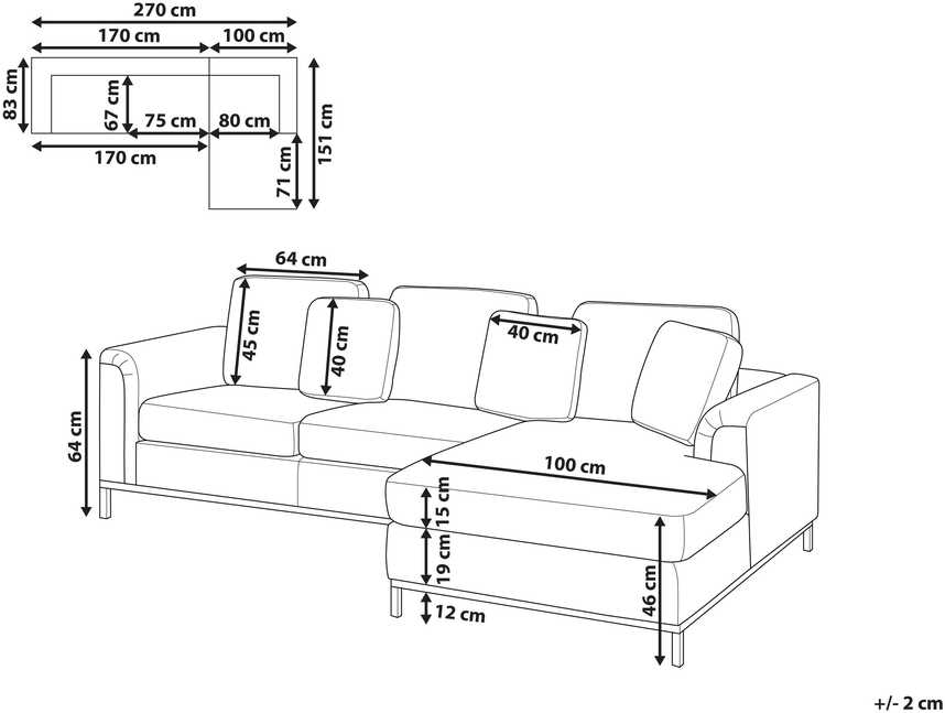 Beliani Kampinė sofa OSLO, 4 vietų, veliūrinė, lazūros mėlyna, kairinė