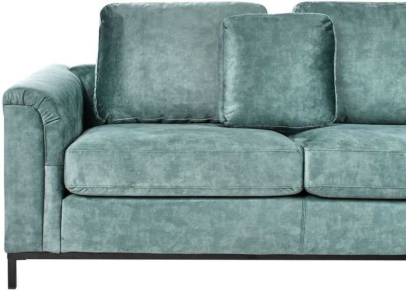 Beliani Kampinė sofa OSLO, 4 vietų, veliūrinė, lazūros mėlyna, kairinė