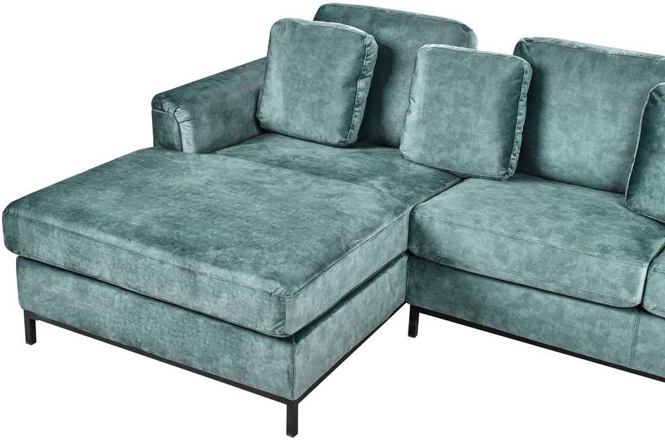 Beliani 4 vietų kampinė sofa OSLO, veliūrinė, žydra, dešininė