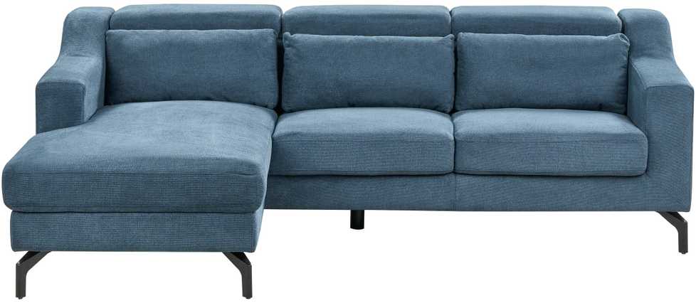 Beliani L formos sofa GLOSLI 4 asmenims, mėlynas šenilinis audinys, dešininė