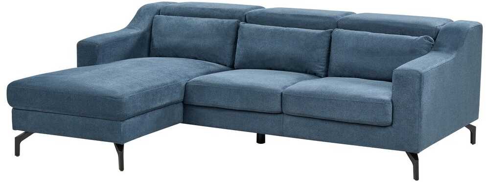 Beliani L formos sofa GLOSLI 4 asmenims, mėlynas šenilinis audinys, dešininė