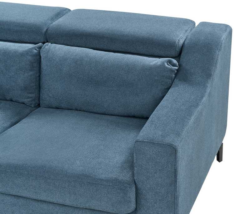 Beliani L formos sofa GLOSLI 4 asmenims, mėlynas šenilinis audinys, dešininė