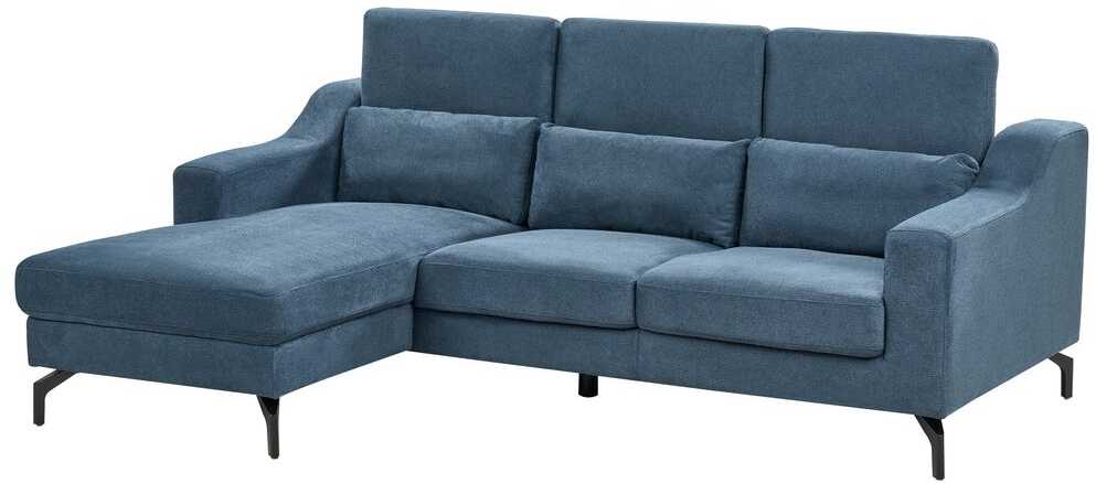Beliani L formos sofa GLOSLI 4 asmenims, mėlynas šenilinis audinys, dešininė