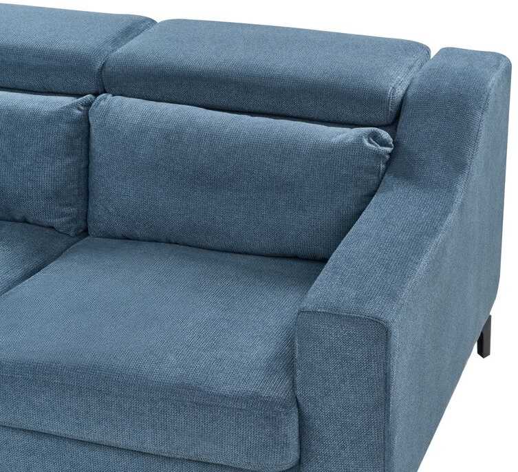 Beliani L formos sofa GLOSLI 4 asmenims, mėlynas šenilinis audinys, dešininė