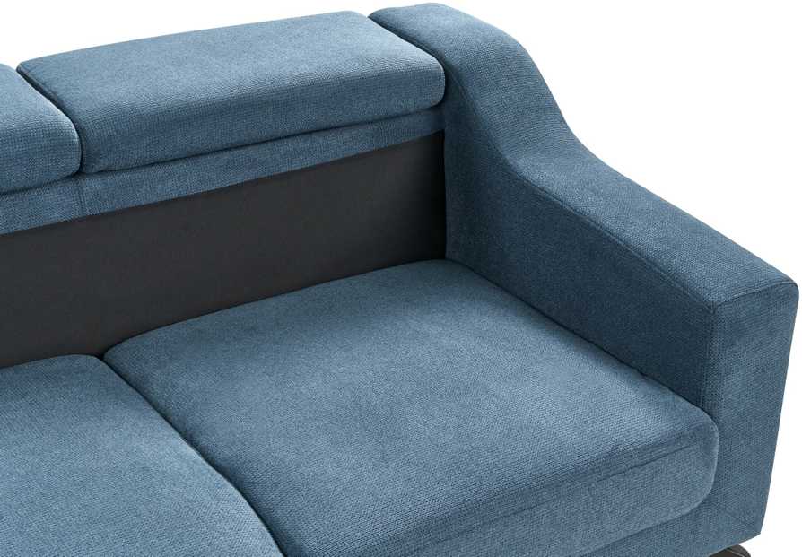 Beliani L formos sofa GLOSLI 4 asmenims, mėlynas šenilinis audinys, dešininė