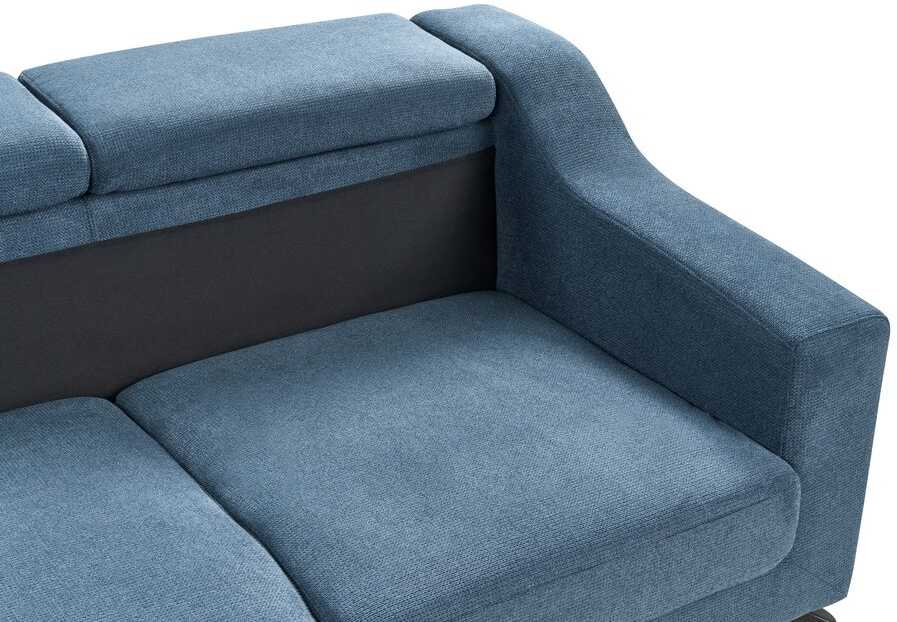 Beliani L formos sofa GLOSLI 4 asmenims, mėlynas šenilinis audinys, dešininė