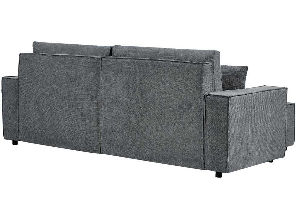 Beliani Išskleidžiama kampinė sofa KARILA 3 vietų, tamsiai pilka, su patalynės dėže, dešininė