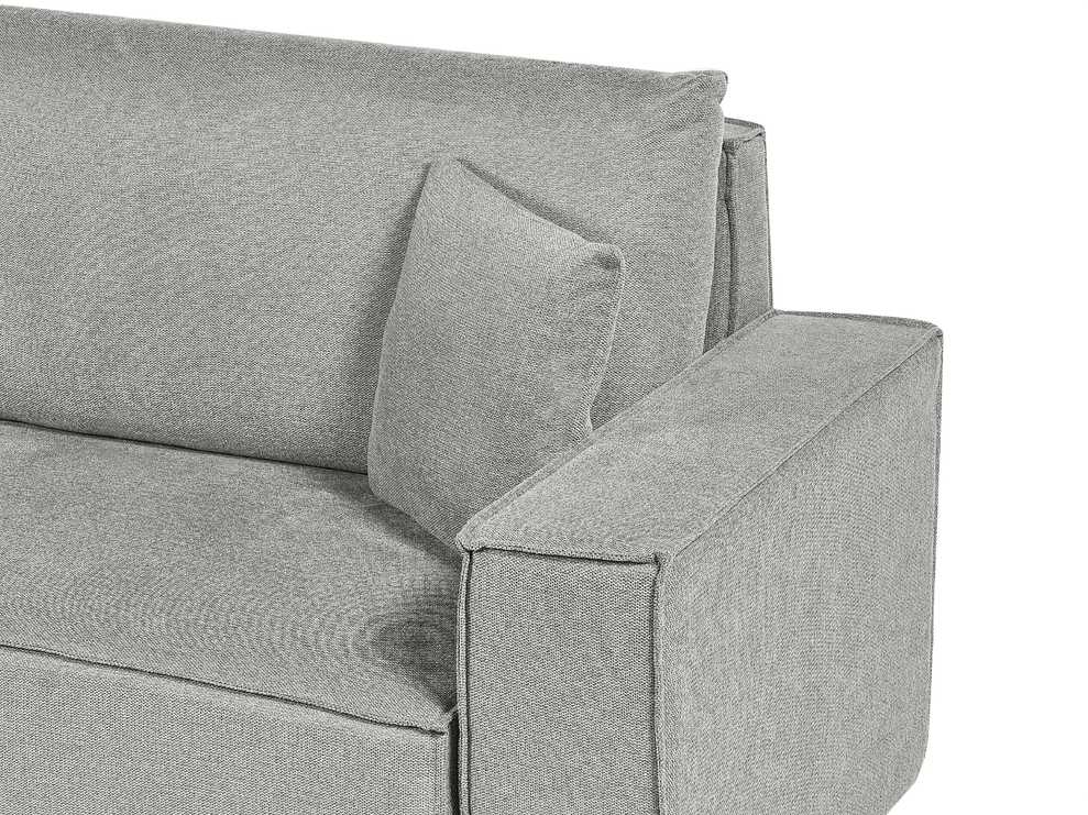 Beliani Išskleidžiama kampinė sofa KARILA pilka su patalynės dėže, dešininė