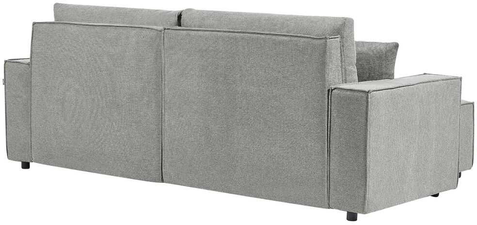 Beliani Išskleidžiama kampinė sofa KARILA pilka su patalynės dėže, dešininė