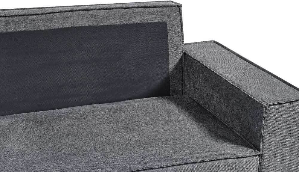 Beliani Išskleidžiama kampinė sofa KARILA 3 vietų, tamsiai pilka, su patalynės dėže, dešininė