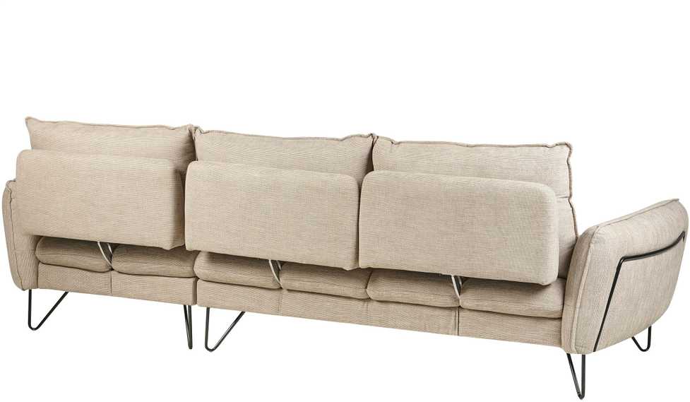 Beliani Trivietė kampinė sofa SERSAN šenilo audinio, smėlio spalvos, dešininė