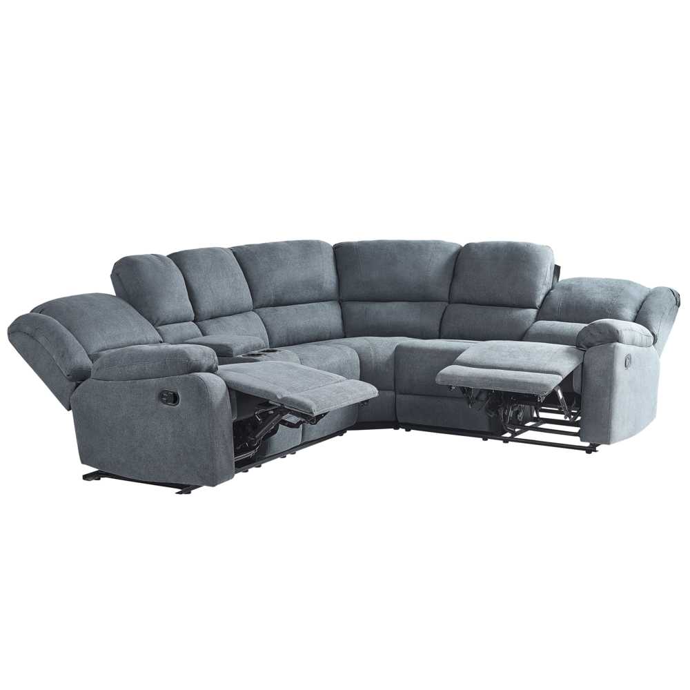 Beliani Kampinė sofa su rankine relaksacijos funkcija 5 asmenims ROKKE pilka, kairinė