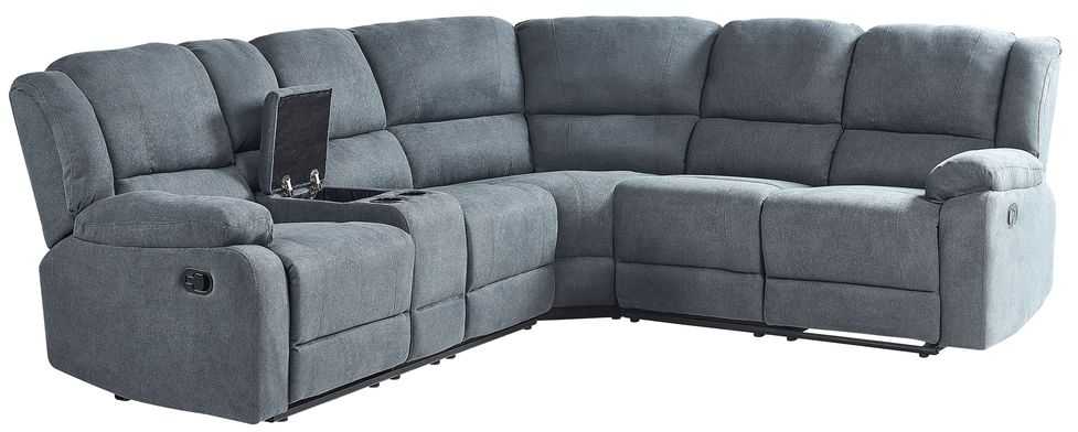 Beliani Kampinė sofa su rankine relaksacijos funkcija 5 asmenims ROKKE pilka, kairinė