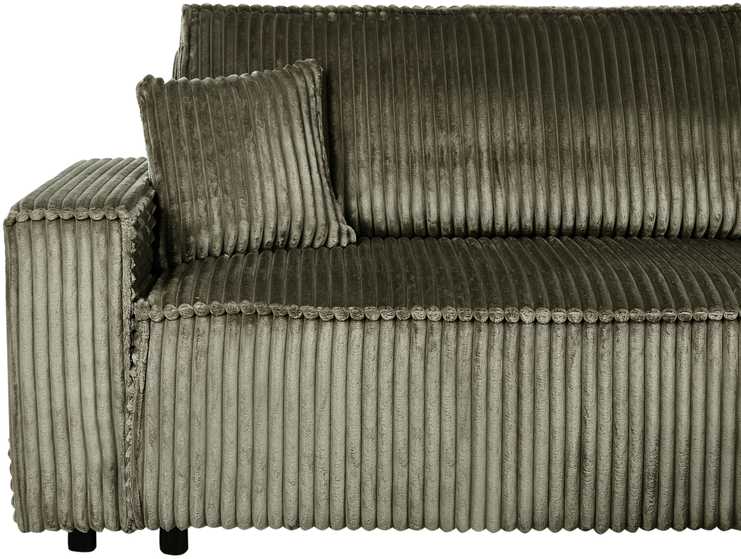 Sofa Beliani Išskleidžiamas kampas 3 asmenims ABACKA, velvetinis, žalias, su daiktadėže, kairinis
