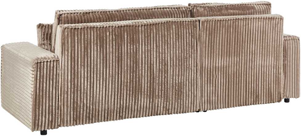 Beliani Išskleidžiama 3 vietų kampinė sofa ABACKA, velvetas, šviesiai ruda, su patalynės dėže, dešininė
