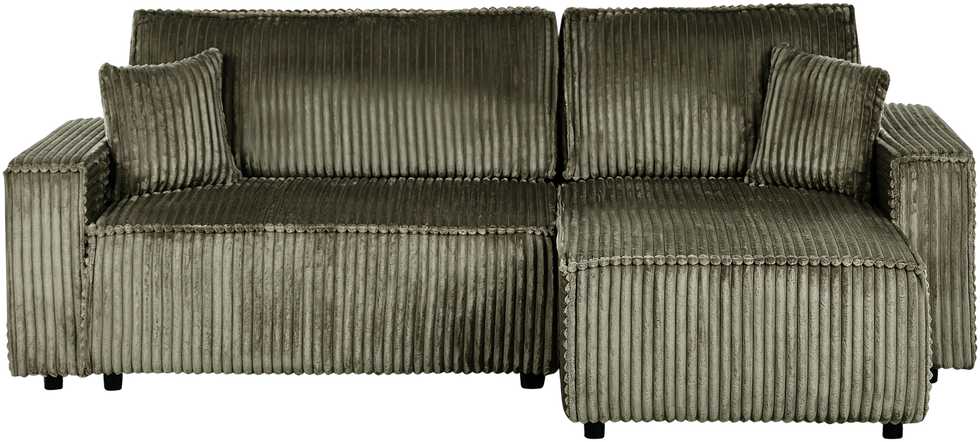 Sofa Beliani Išskleidžiamas kampas 3 asmenims ABACKA, velvetinis, žalias, su daiktadėže, kairinis