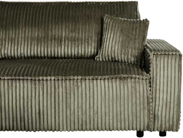 Beliani Išskleidžiamas trijų vietų kampinė sofa ABACKA, velvetinis, žalias, su daiktadėže, dešininė