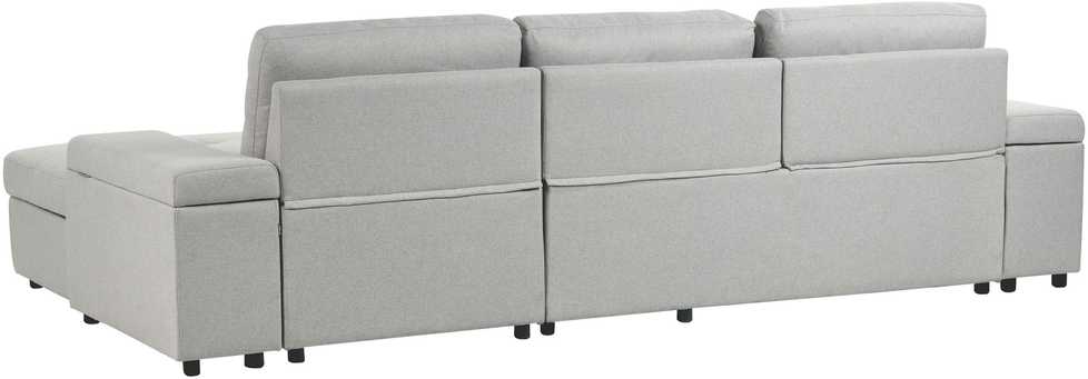 Sofa Beliani Išskleidžiamas kampas HRISEY Boucle Baltos spalvos su daiktadėže kairinis