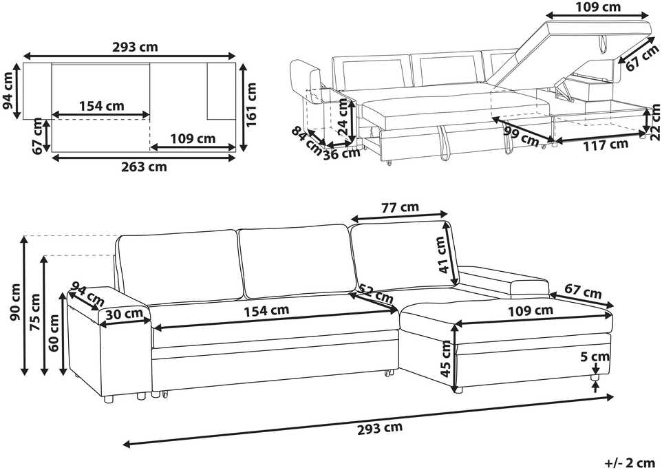 Sofa Beliani Išskleidžiamas kampas HRISEY Boucle Baltos spalvos su daiktadėže kairinis