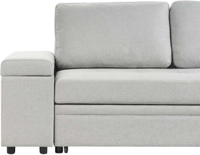 Sofa Beliani Išskleidžiamas kampas HRISEY Boucle Baltos spalvos su daiktadėže kairinis